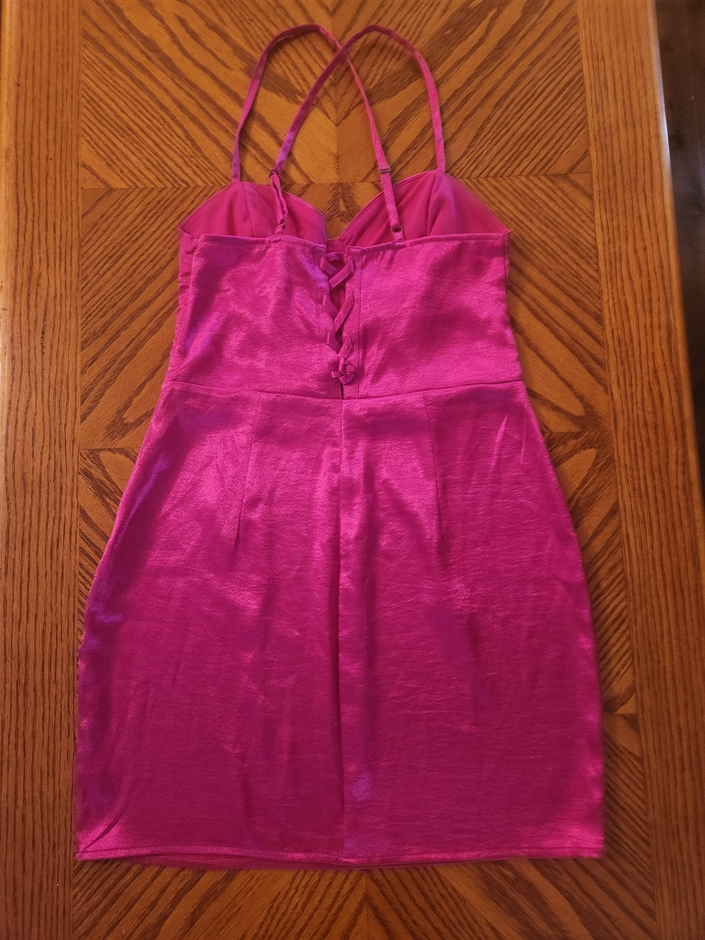 Pink Corset Satin Spaghetti-Strap Dress - Picture 3 of 3